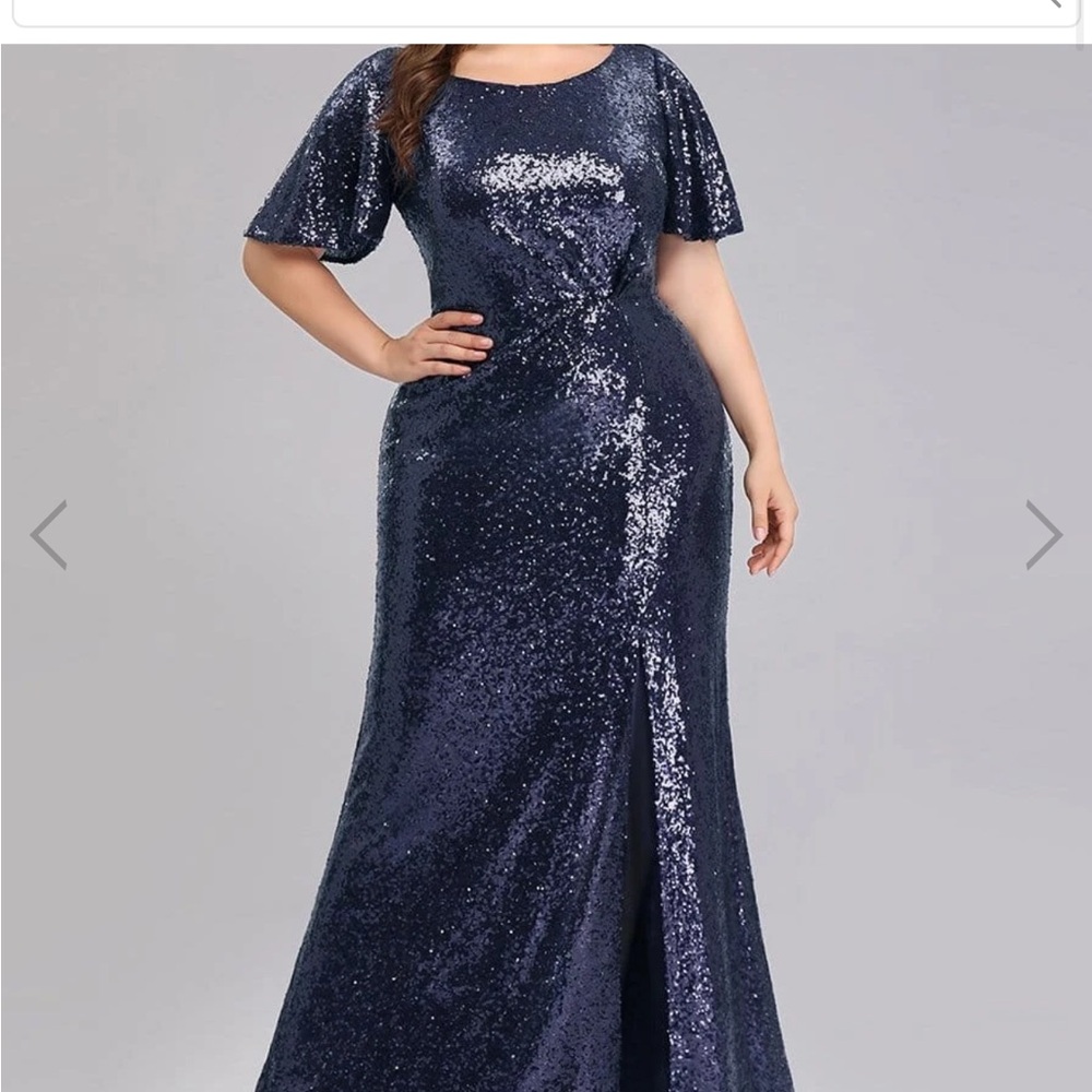 Elegant Navy Sequin Evening Gown